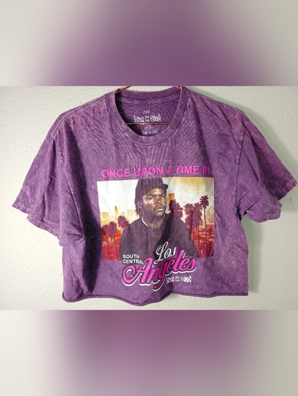 Crewneck Tee Cropped Tie Dye Boyz N The Hood Purple sz Large